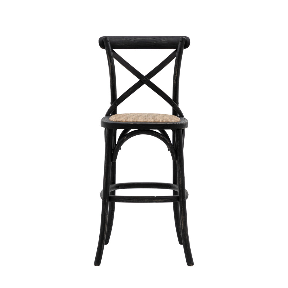 Harar Stool Black/Rattan (2 Pack)