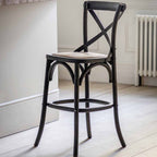 Harar Stool Black/Rattan (2 Pack)