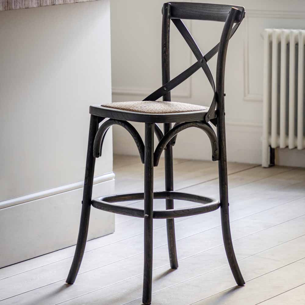 Harar Stool Black/Rattan (2 Pack)