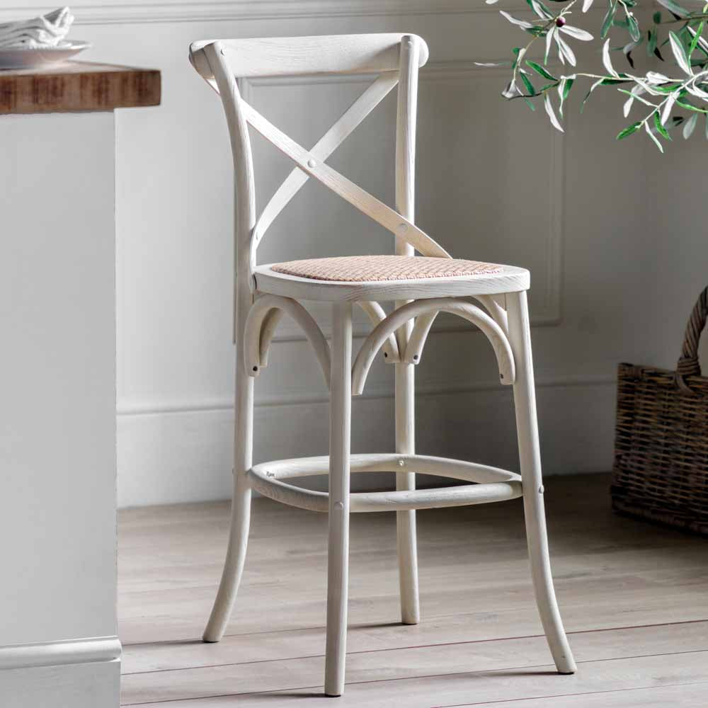 Harar Stool White/Rattan (2 Pack)