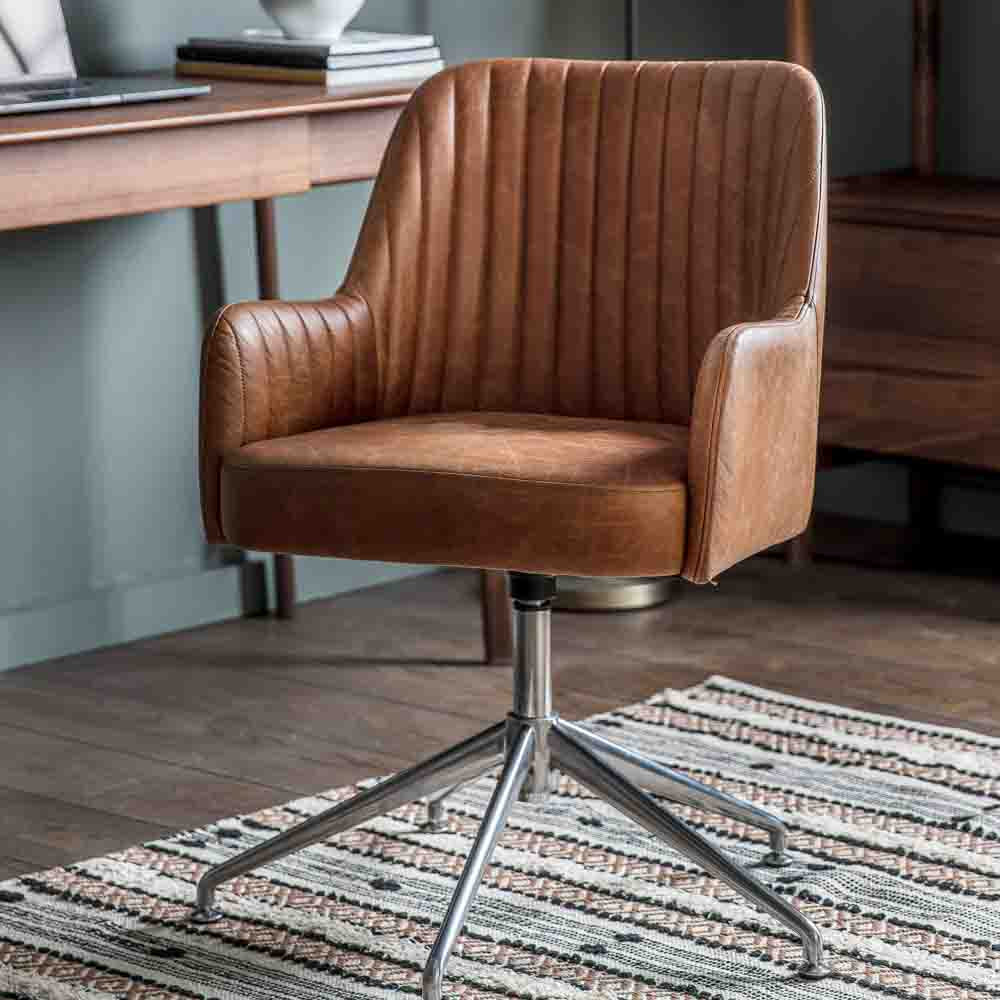 Lublin Swivel Chair Vintage Brown Leather