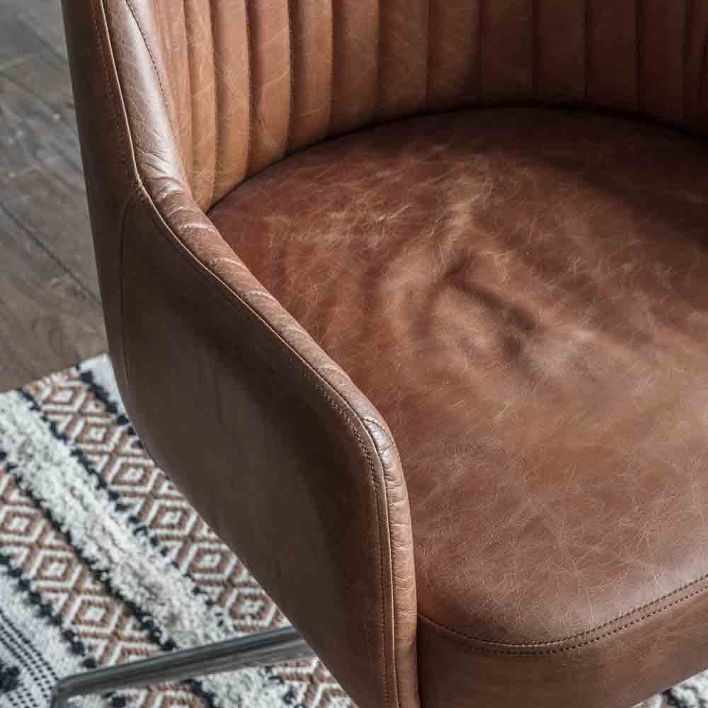 Lublin Swivel Chair Vintage Brown Leather