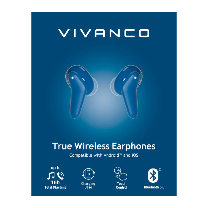 Vivanco Wireless Stereo Earbuds - Blue
