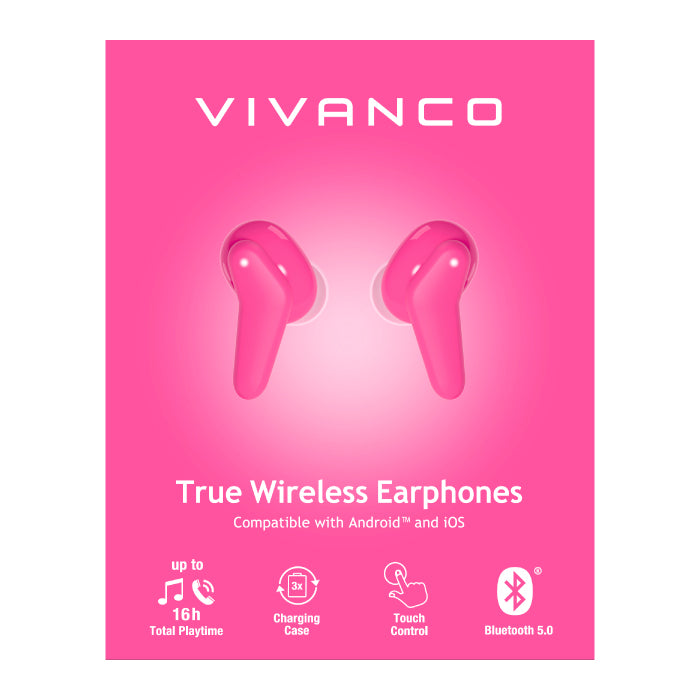 Vivanco Wireless Stereo Earbuds - Pink