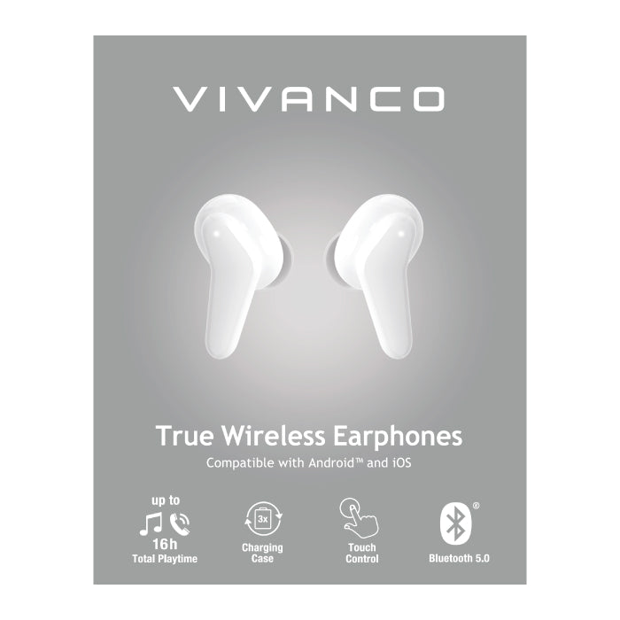 Vivanco Wireless Stereo Earbuds - White