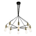 Gabriel 8 Light Pendant Satin Black Antique Gold<br>Satin Black