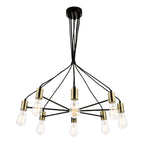 Gabriel 8 Light Pendant Satin Black Antique Gold<br>Satin Black