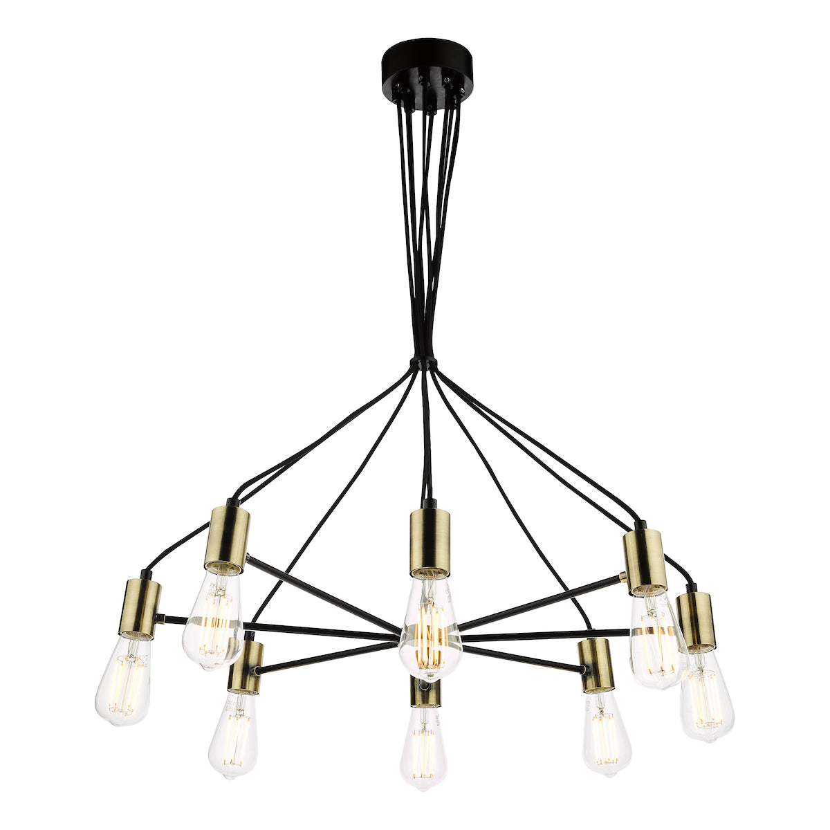Gabriel 8 Light Pendant Satin Black Antique Gold<br>Satin Black
