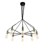 Gabriel 8 Light Pendant Satin Black Antique Gold<br>Satin Black