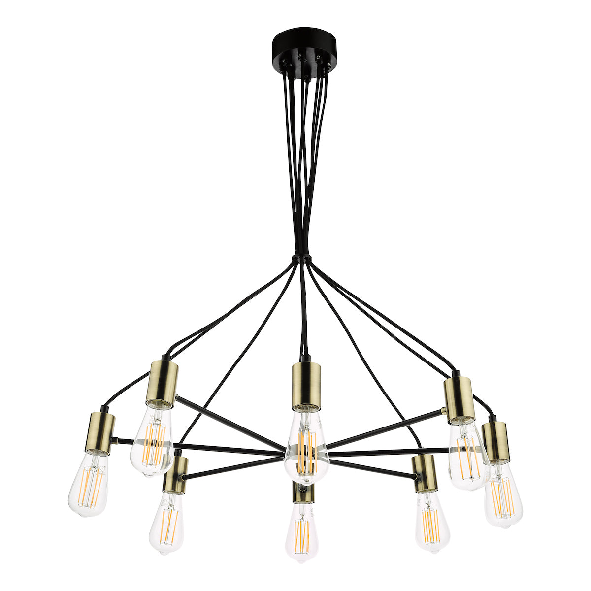 Gabriel 8 Light Pendant Satin Black Antique Gold<br>Satin Black