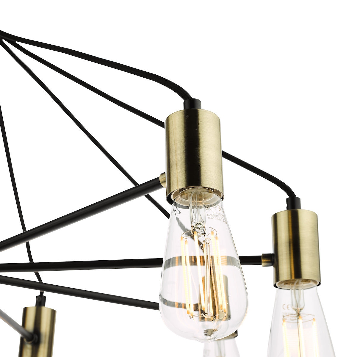 Gabriel 8 Light Pendant Satin Black Antique Gold<br>Satin Black