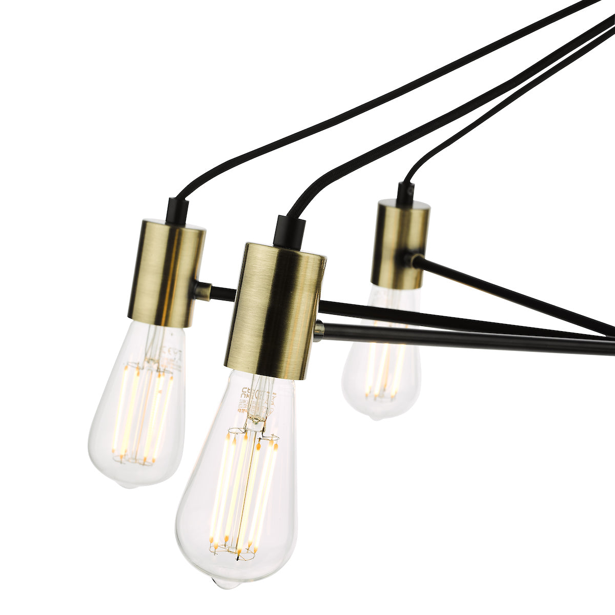 Gabriel 8 Light Pendant Satin Black Antique Gold<br>Satin Black