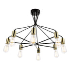 Gabriel 8 Light Pendant Satin Black Antique Gold<br>Satin Black