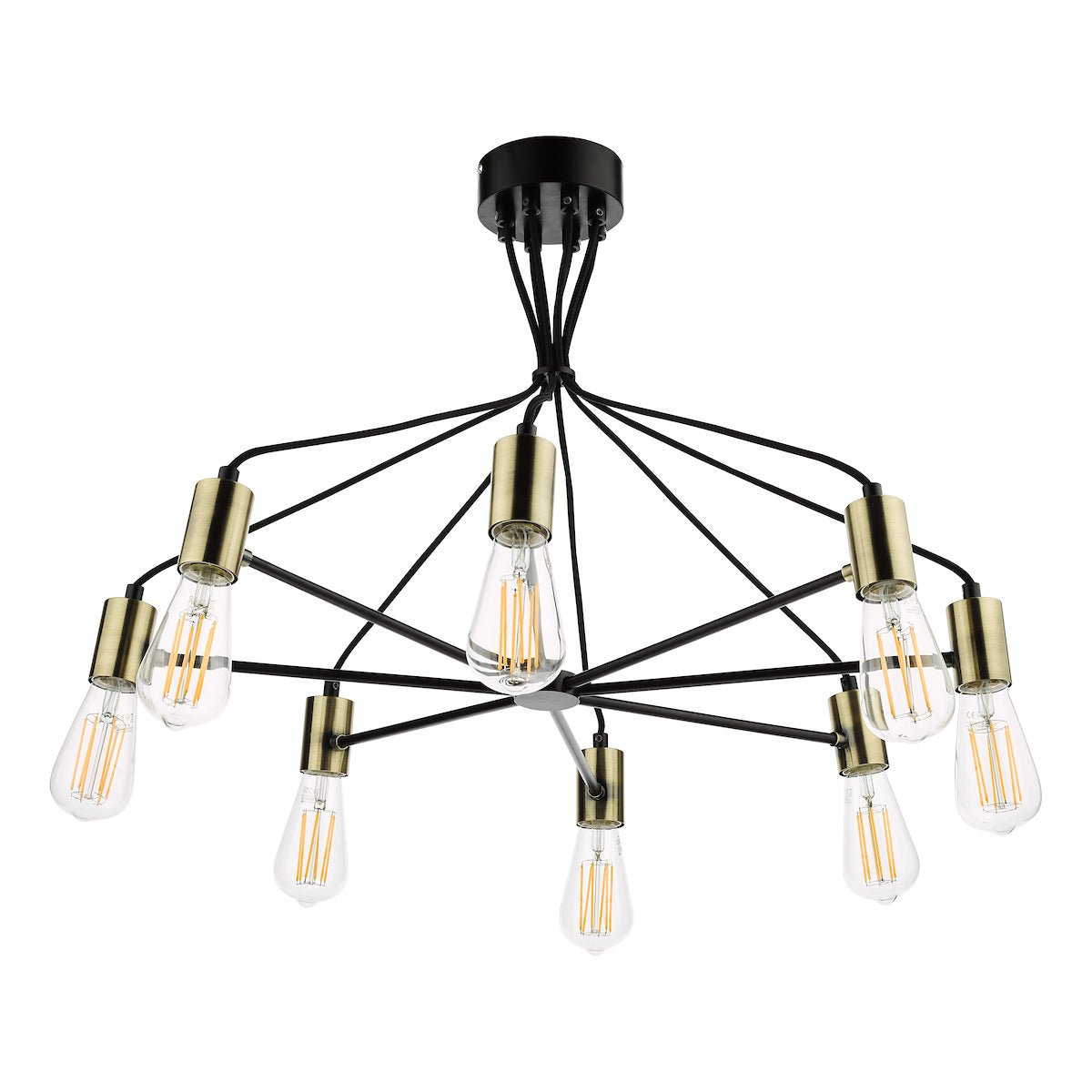Gabriel 8 Light Pendant Satin Black Antique Gold<br>Satin Black