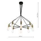 Gabriel 8 Light Pendant Satin Black Antique Gold<br>Satin Black