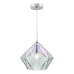 Gaia Iridised Glass & Polished Chrome Pendant<br>Iridised Glass