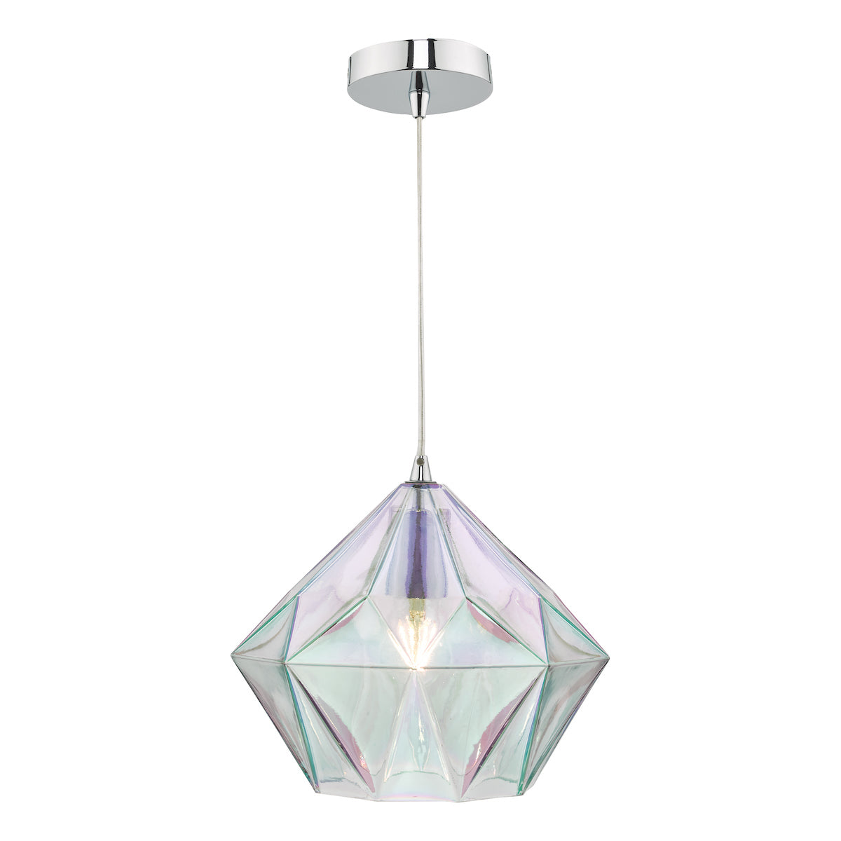 Gaia Iridised Glass & Polished Chrome Pendant<br>Iridised Glass