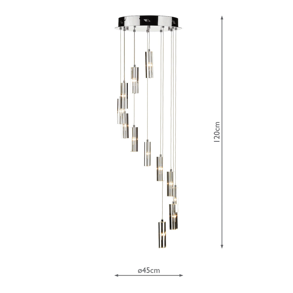 Galileo 12 Light Cluster Pendant Polished Chrome Crystal LED<br>Crystal