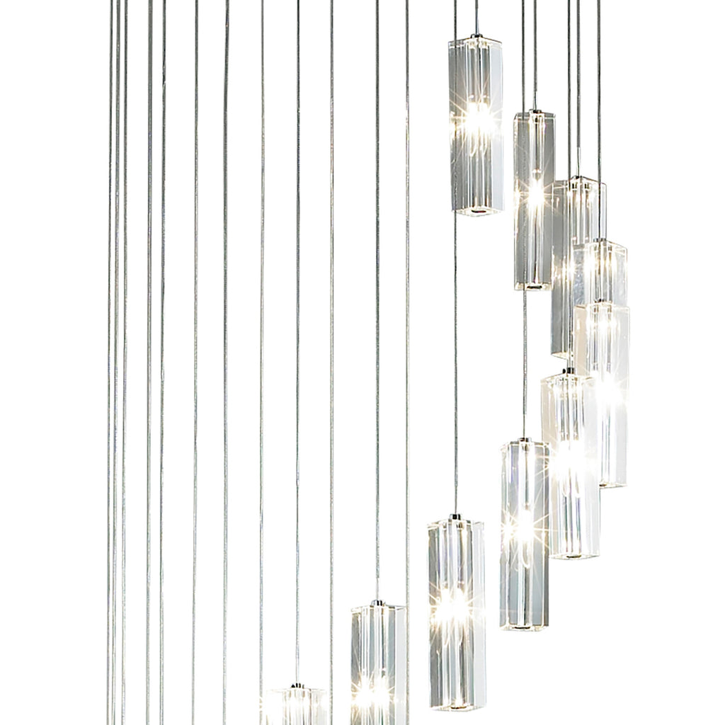 Galileo 20 Light Cluster Pendant Polished Chrome Crystal LED - 2M Drop<br>Crystal