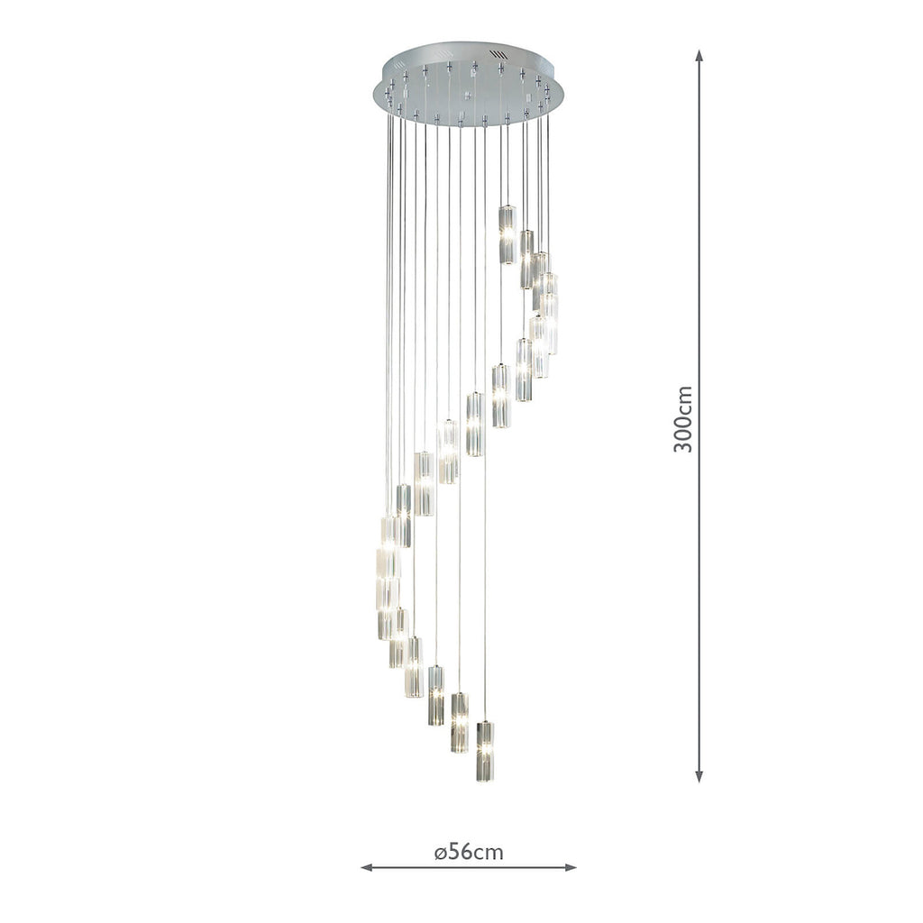 Galileo 20 Light Cluster Pendant Polished Chrome Crystal LED - 3M Drop<br>Crystal