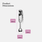 Good Food By Tower GF12012 5-in-1 Digital Hand Blender with Stand &amp; 600ml Beaker-5 Interchangeable Blades-Stainless Steel