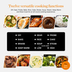 Good Food By Tower  GF16012 Electrical Dutch Oven with 12 Cooking Pre-sets - Removable Cast Iron Pot -  Cast Iron - 12 Hour Timer - 1500W Black &amp; Stainless Steel