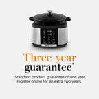 Good Food By Tower  GF16012 Electrical Dutch Oven with 12 Cooking Pre-sets - Removable Cast Iron Pot -  Cast Iron - 12 Hour Timer - 1500W Black &amp; Stainless Steel
