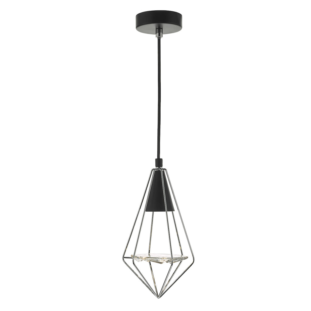 Gianni 1 Light Pendant Black, Polished Chrome & Glass<br>Matt Black