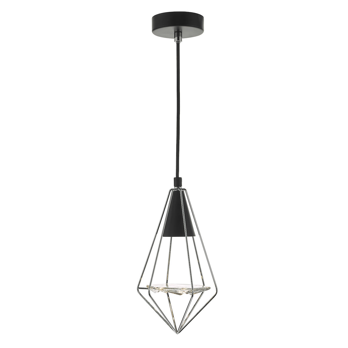 Gianni 1 Light Pendant Black, Polished Chrome & Glass<br>Matt Black
