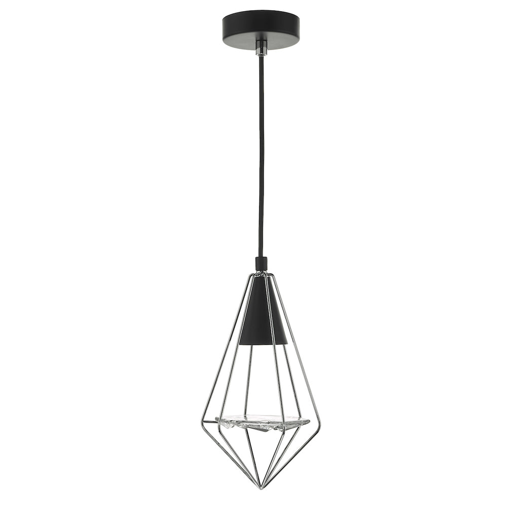 Gianni 1 Light Pendant Black, Polished Chrome & Glass<br>Matt Black