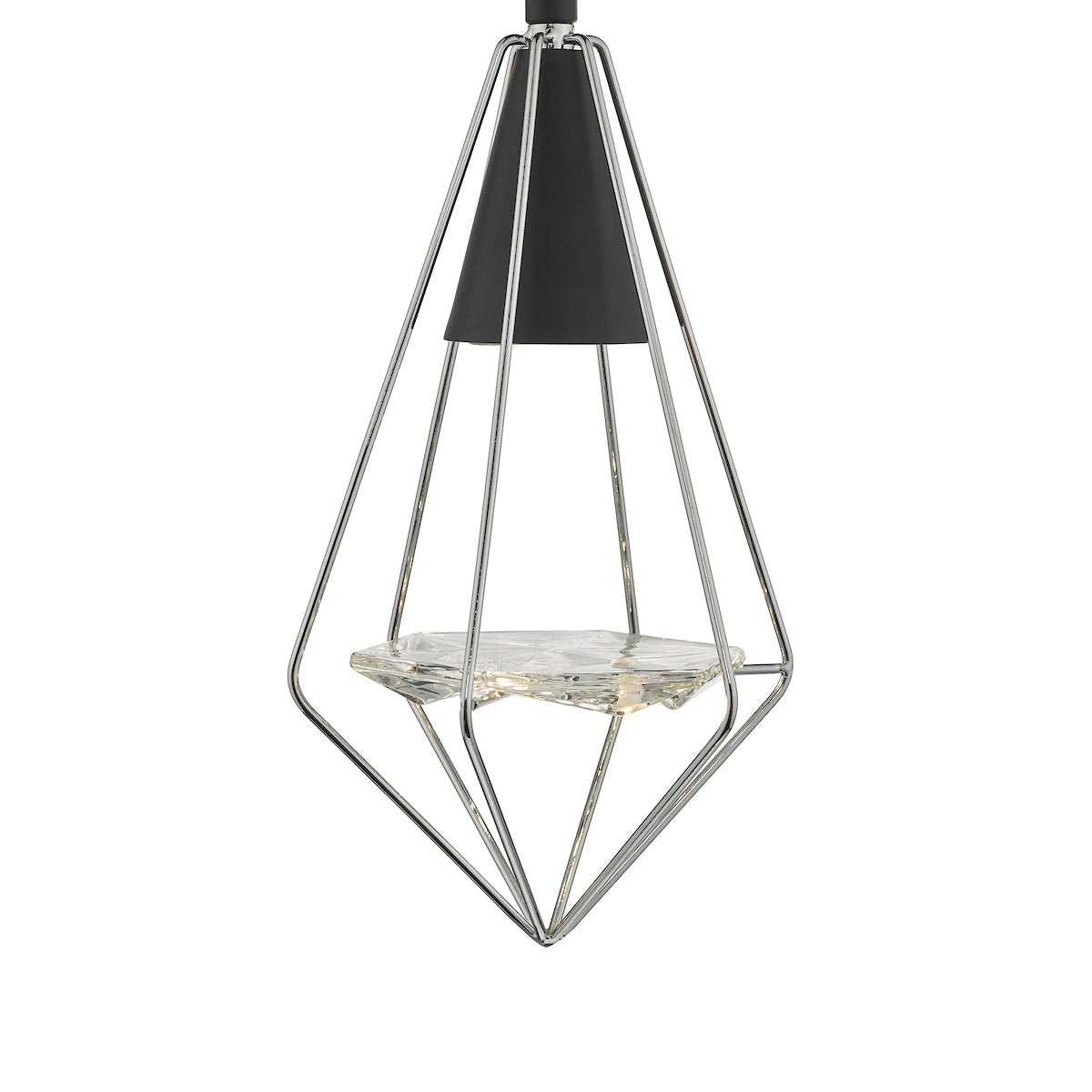 Gianni 1 Light Pendant Black, Polished Chrome & Glass<br>Matt Black