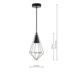 Gianni 1 Light Pendant Black, Polished Chrome & Glass<br>Matt Black
