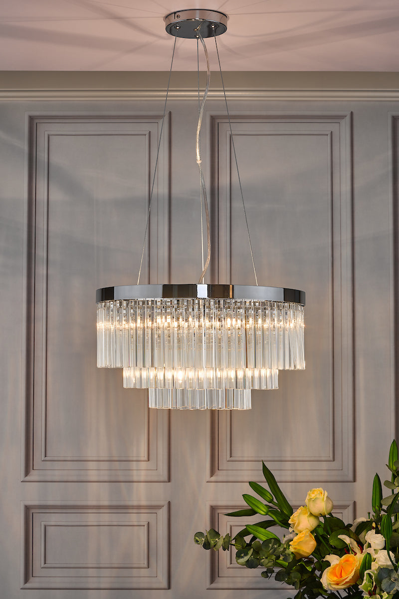 Giovana 5 Light Pendant Polished Chrome Clear Glass<br>Glass