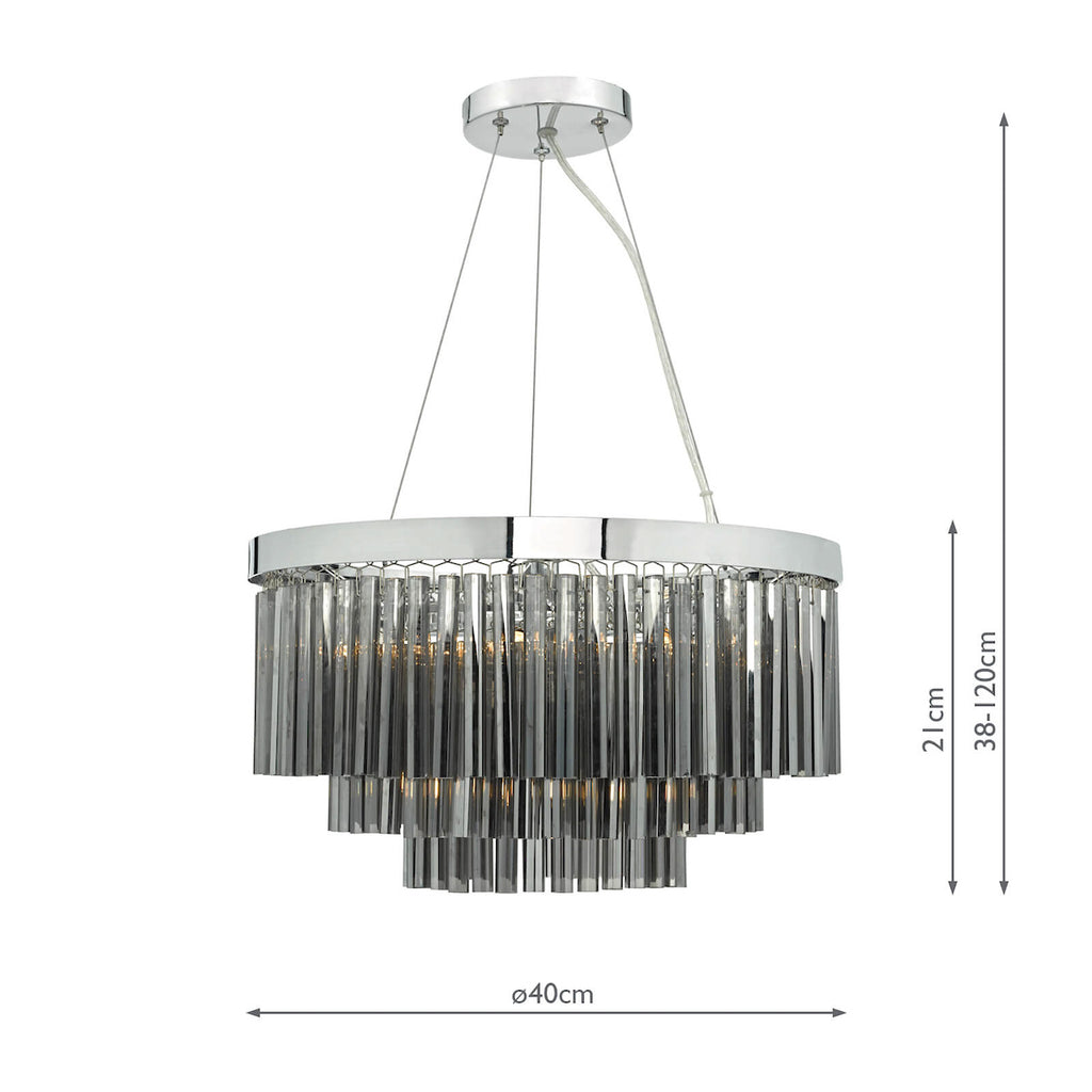 Giovana 5 Light Pendant Polished Chrome & Smoked Glass<br>Smoked Glass