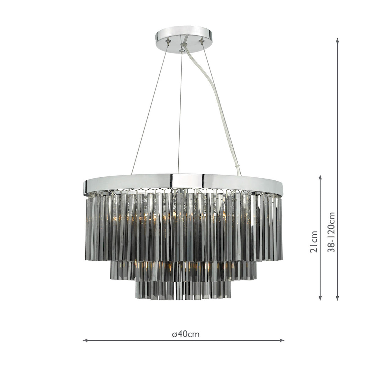 Giovana 5 Light Pendant Polished Chrome & Smoked Glass<br>Smoked Glass