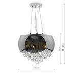 Giselle 5 Light Pendant Smoked & Clear Glass<br>Smoked Glass