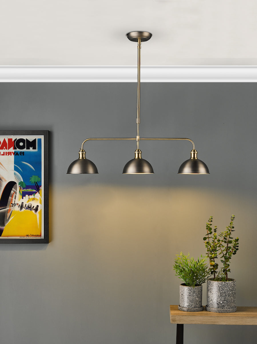 Governor 3 Light Bar Antique Chrome Antique Brass<br>Antique Chrome