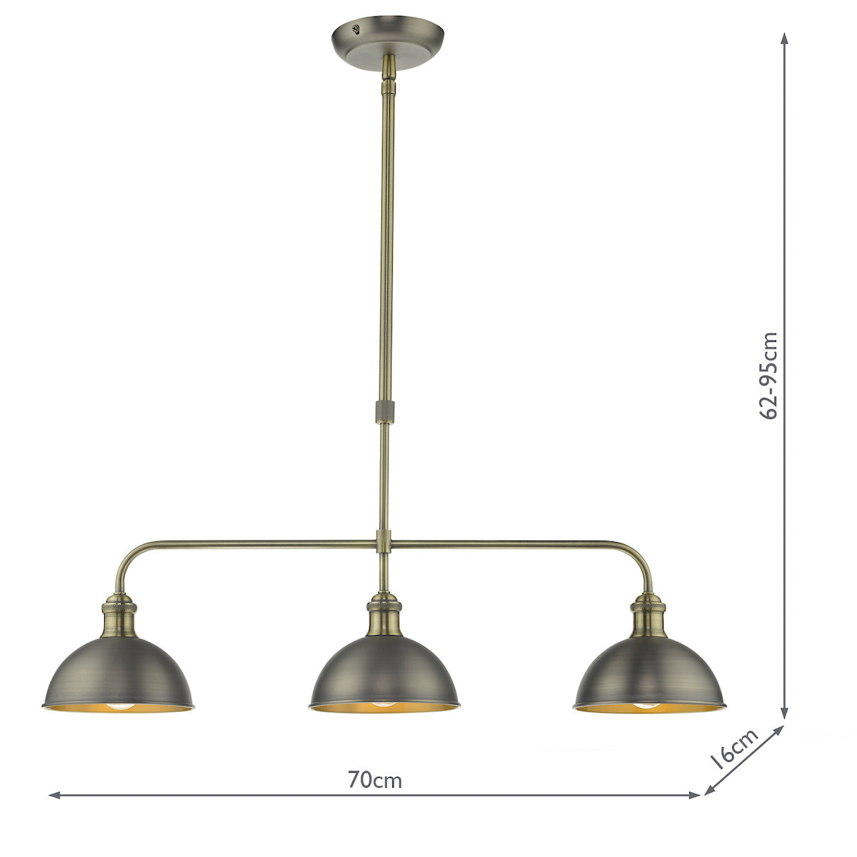 Governor 3 Light Bar Antique Chrome Antique Brass<br>Antique Chrome