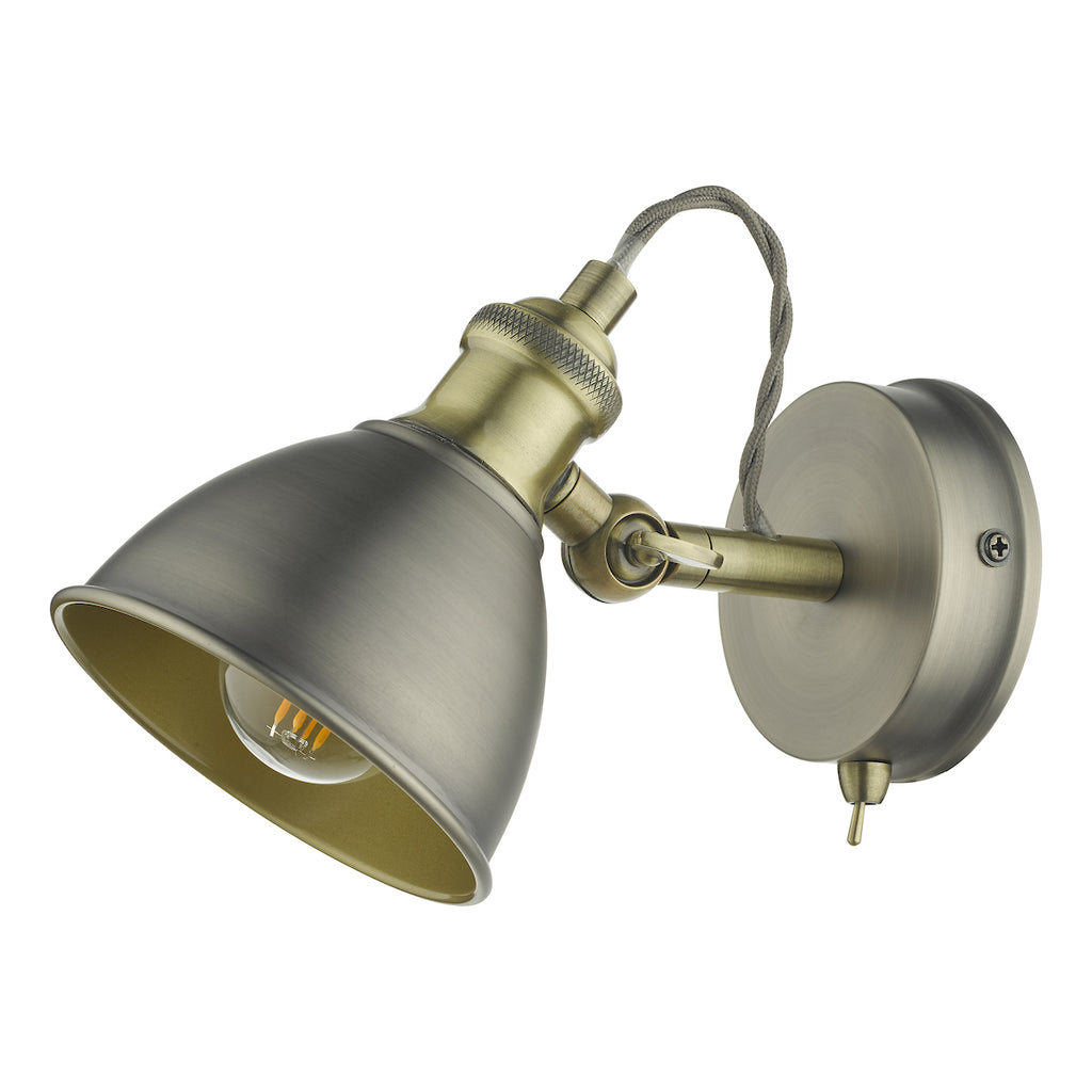 Governor Single Wall Spotlight Antique Chrome & Brass<br>Antique Chrome