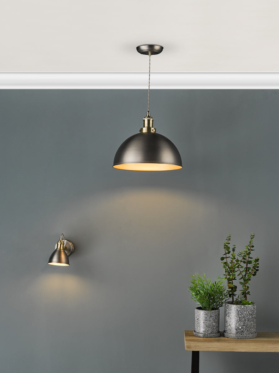 Governor Single Wall Spotlight Antique Chrome & Brass<br>Antique Chrome