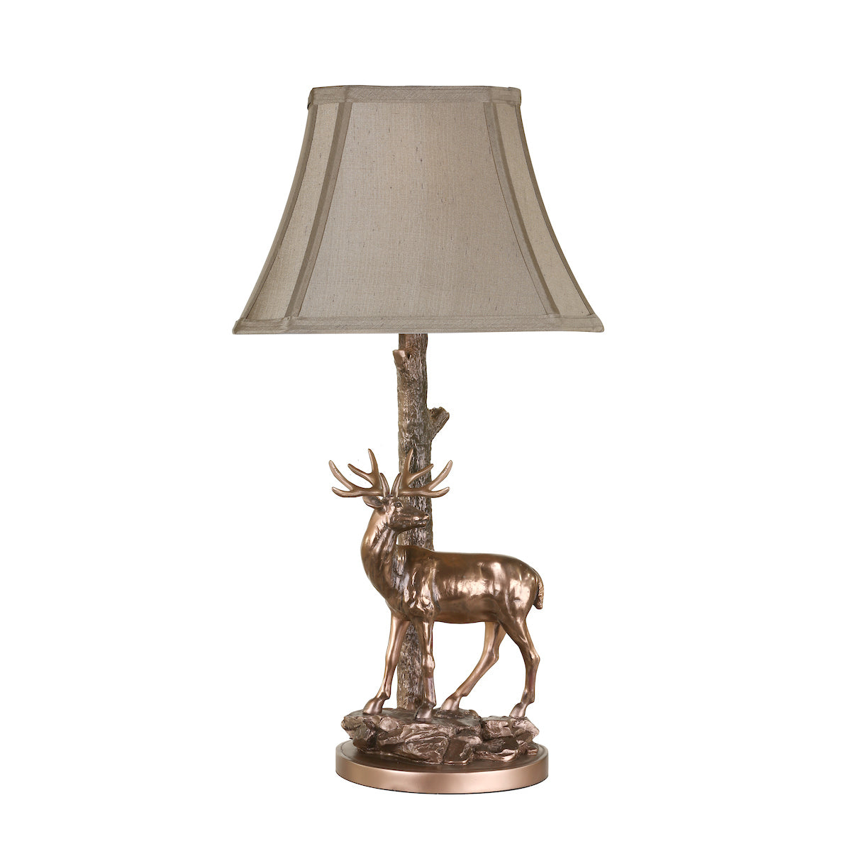Gulliver Deer Table Lamp in Aged Brass With Shade <br>Matt Brass