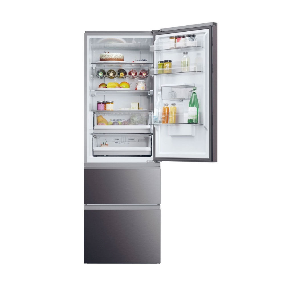 Haier HTW5618EWMP 59.5cm 60/40 Frost Free Fridge Freezer - Dark Inox