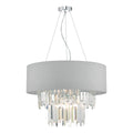 Halle 6 Light Pendant Grey Shade &amp; CrystalGrey