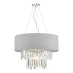 Halle 6 Light Pendant Grey Shade &amp; CrystalGrey