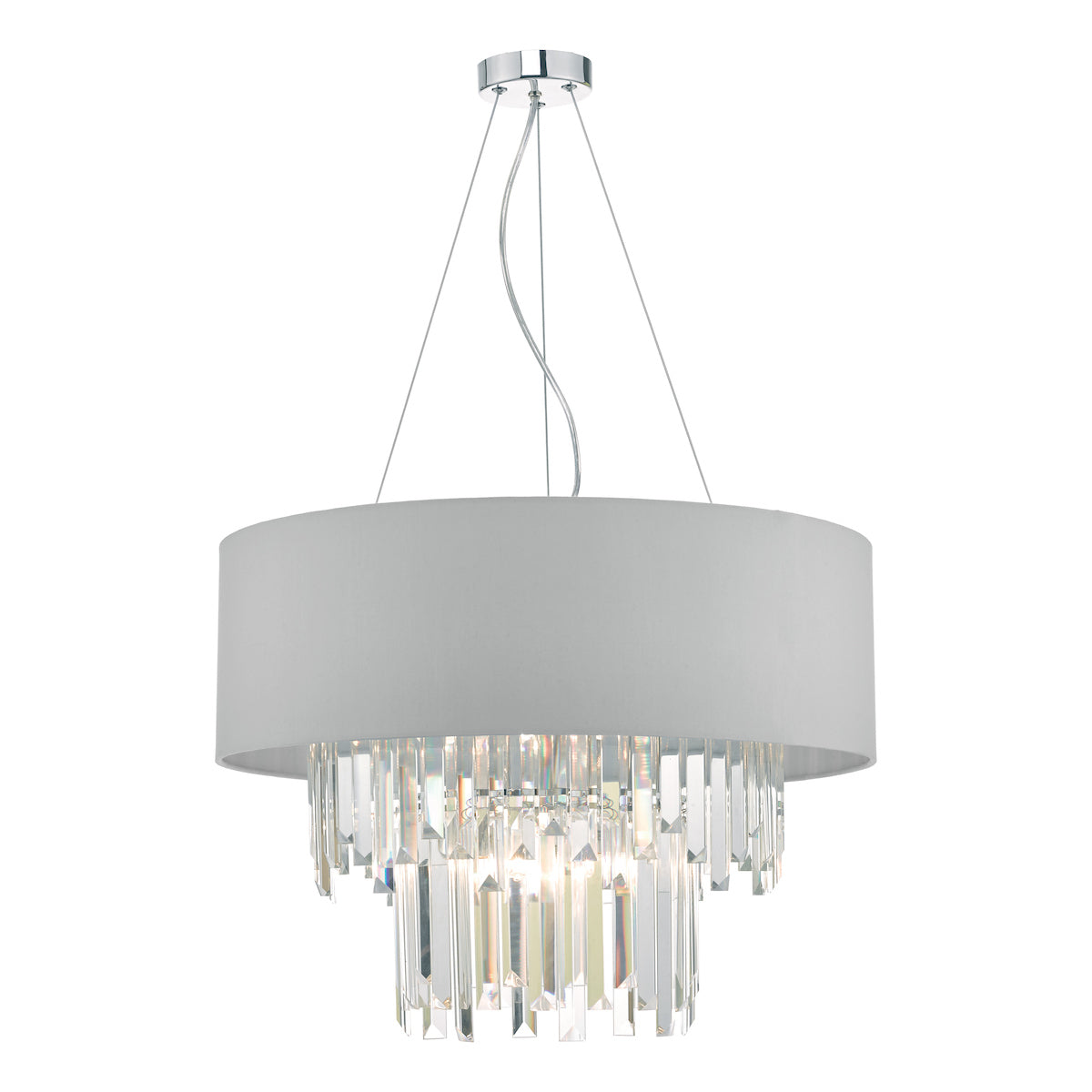 Halle 6 Light Pendant Grey Shade &amp; CrystalGrey