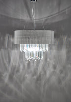 Halle 6 Light Pendant Grey Shade &amp; CrystalGrey