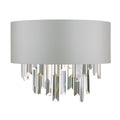 Halle 2 Light Wall Light Grey Shade & Crystal<br>Grey