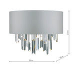 Halle 2 Light Wall Light Grey Shade & Crystal<br>Grey