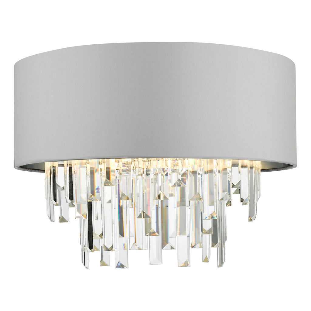 Halle 4 Light Flush Grey Shade Crystal<br>Grey