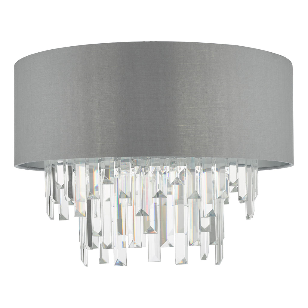 Halle 4 Light Flush Grey Shade Crystal<br>Grey